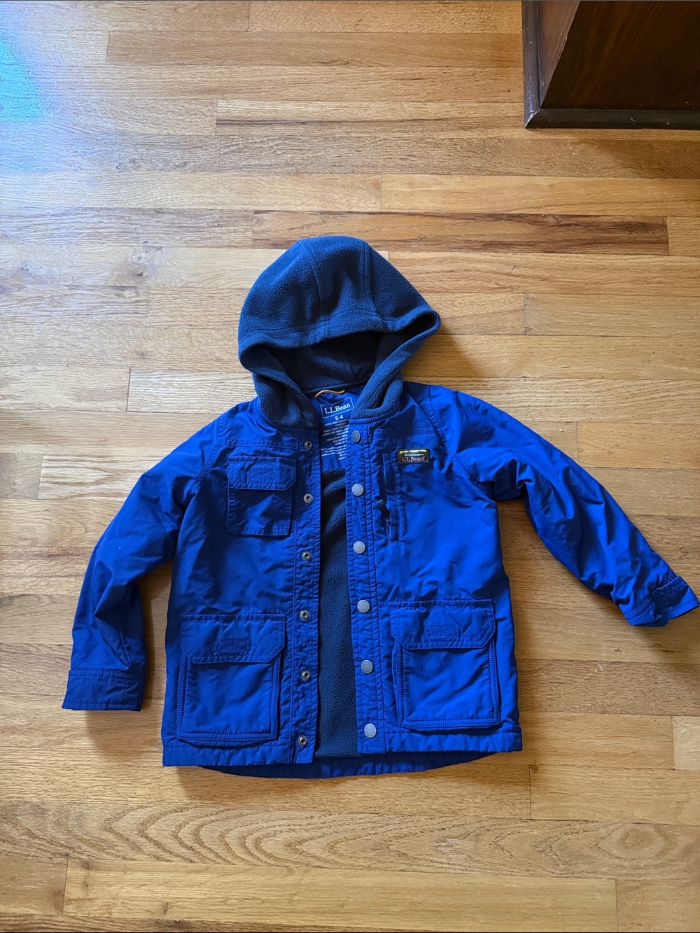 LL bean kids mountain classic shirt jacket fleece lined with hood S (4) - Picture 2 of 4